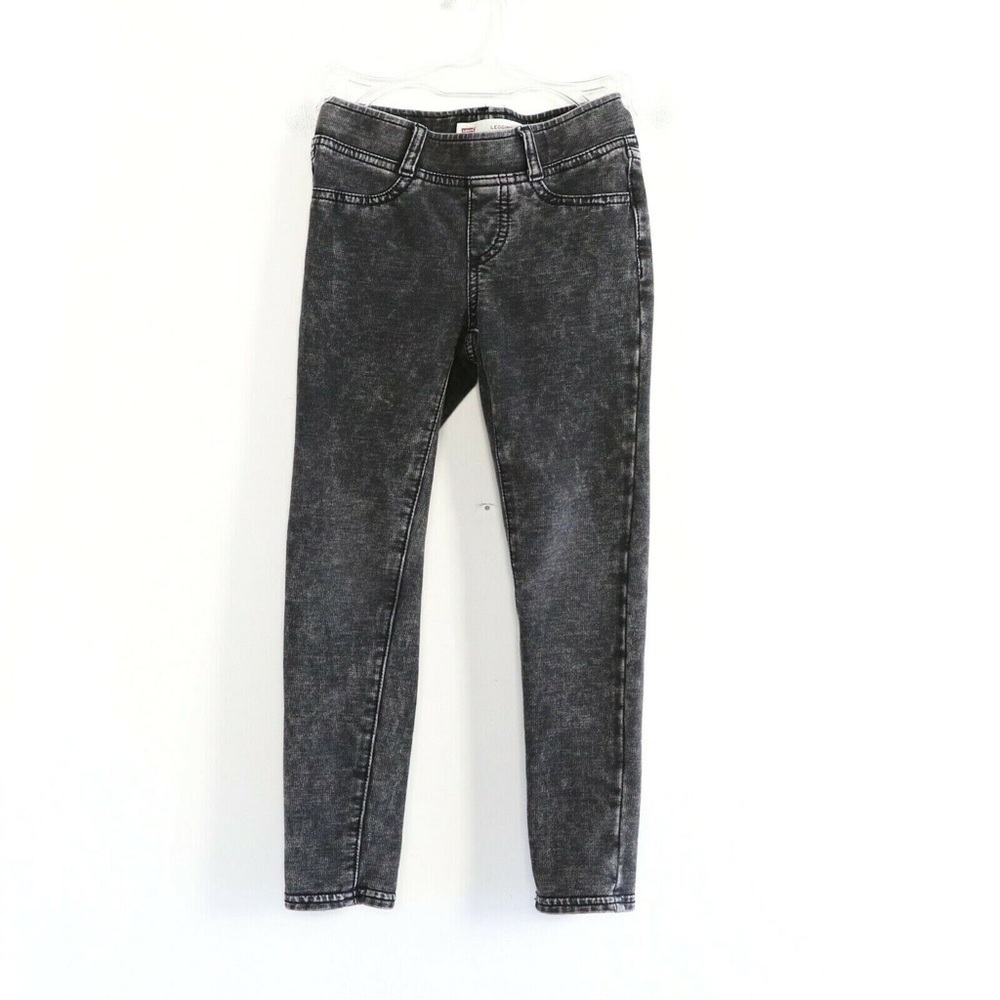 Levi’s black pull-on legging acid wash cotton girl goth punk comfy stretch 6